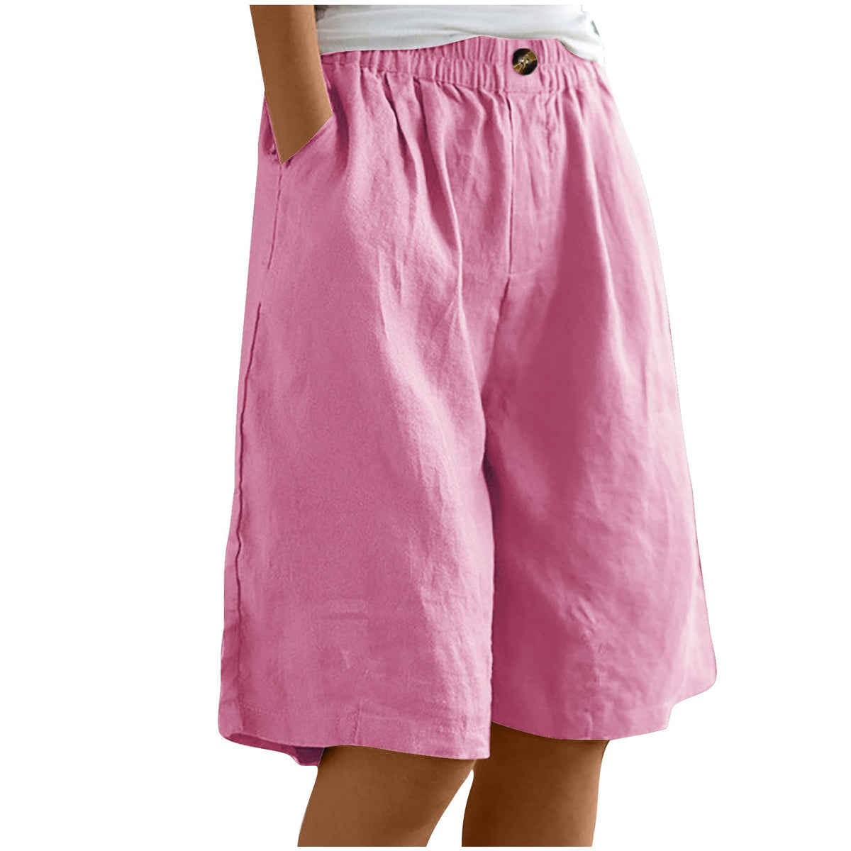 Women's Cotton And Linen Cropped Loose High Waist Shorts NorixaFashion.com