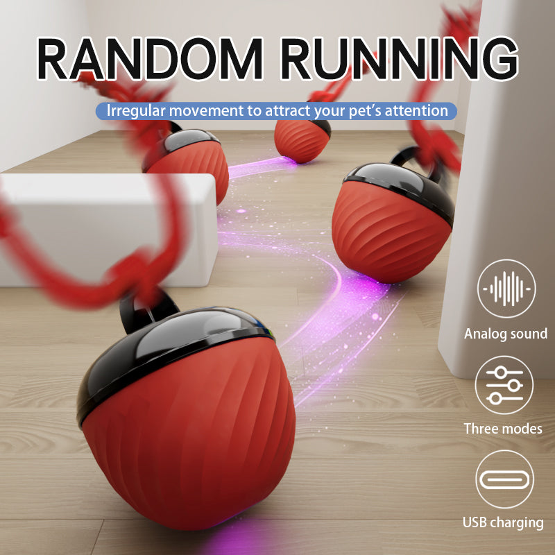 Smart Dog Cat Toy Ball Electronic Interactive Pet Toy Moving Ball Rope USB 3 Modes Automatic Moving Bouncing For Puppy Chew Products Pets Products Pets Fashion
