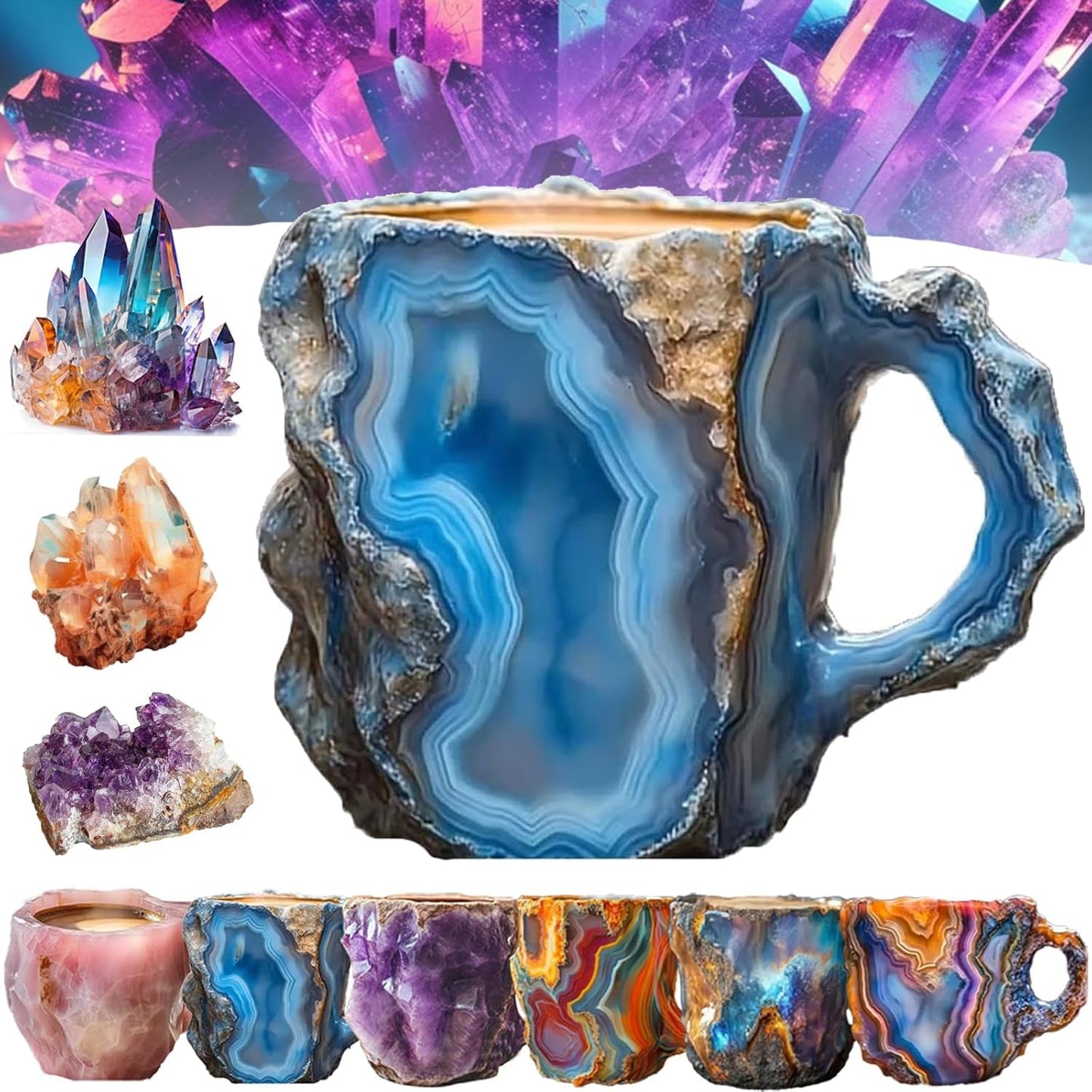 400ml Resin Mineral Crystal Coffee Mugs With Handles Elegant Fake Mineral Crystal Cup For Workplace Home Decor Christmas Gift Kitchen Gadgets PearlNestDecor.com