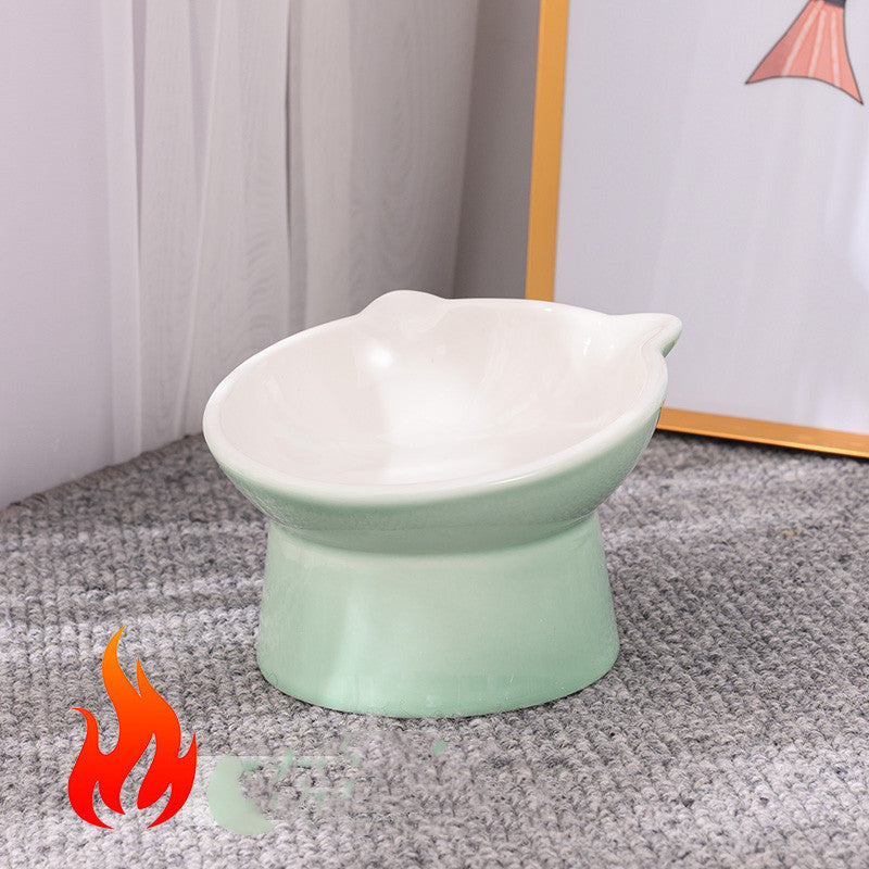 Ceramic Cat Bowl Anti Overturn Slanted Mouth Pets Fashion
