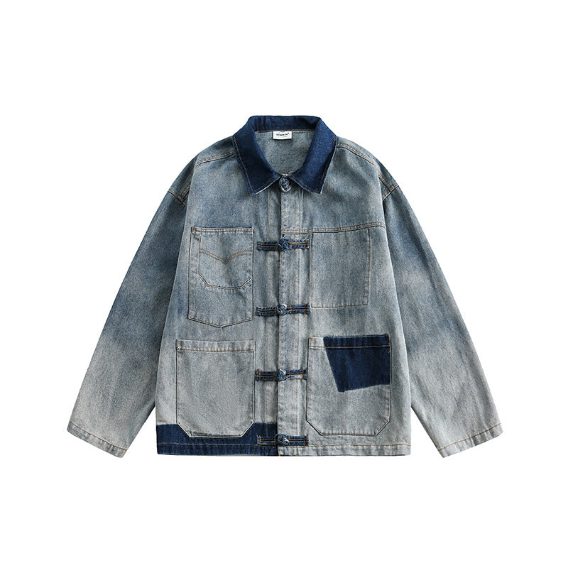 Vintage Chinese Style Loose Denim Jacket for Women Pi-Mart
