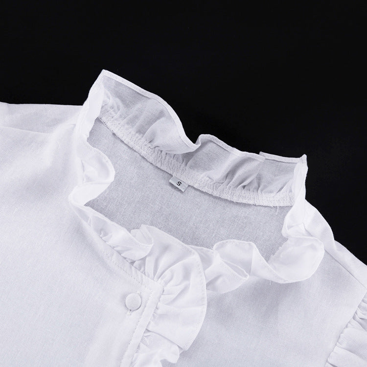 White Ruffled Linen-Blend Two-Piece Co-ord Set NorixaFashion.com
