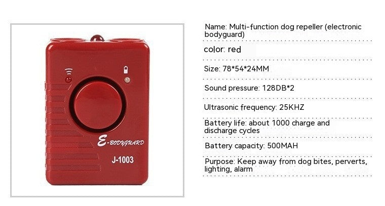 Ultrasonic Dog Dispeller Anti-dog Bite Personal Alarm Flashlight Pets Fashion