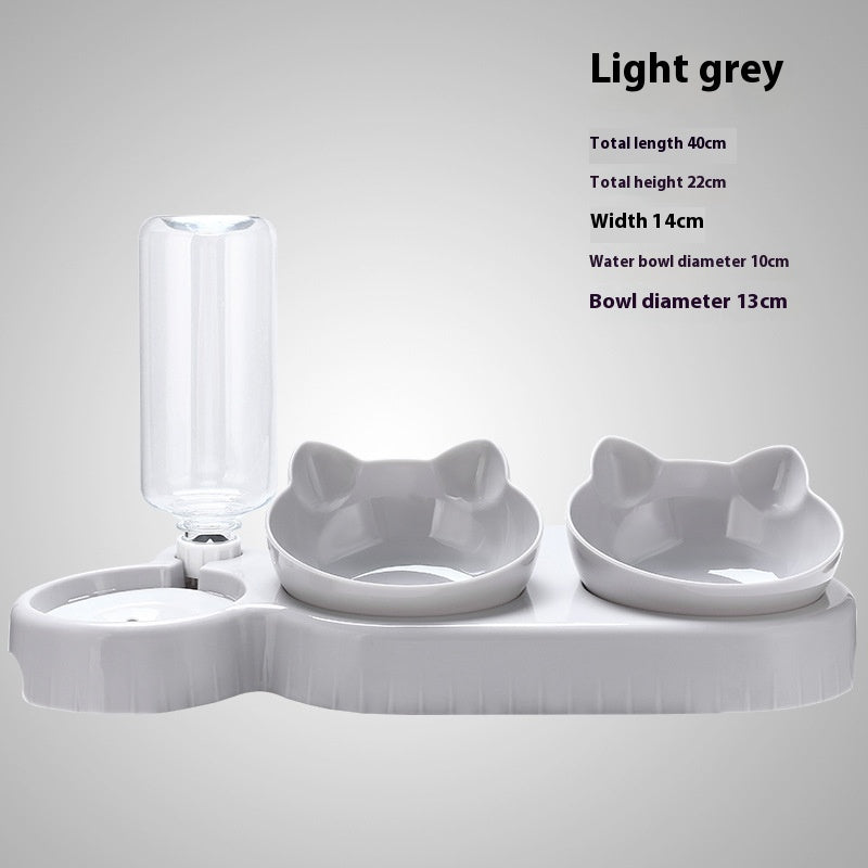 Food Basin Double Bowl Protective Cervical Spine Automatic Drinking Bowl Pet Supplies Pets Fashion