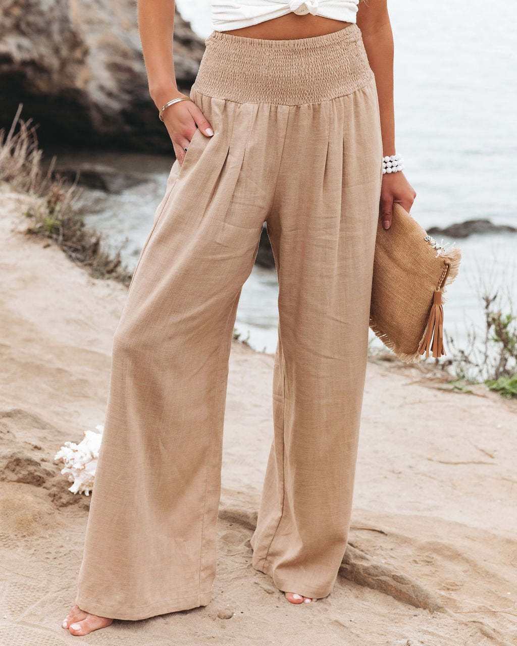 Women's Pants Casual Wide Leg Cotton Linen Loose Trousers NorixaFashion.com