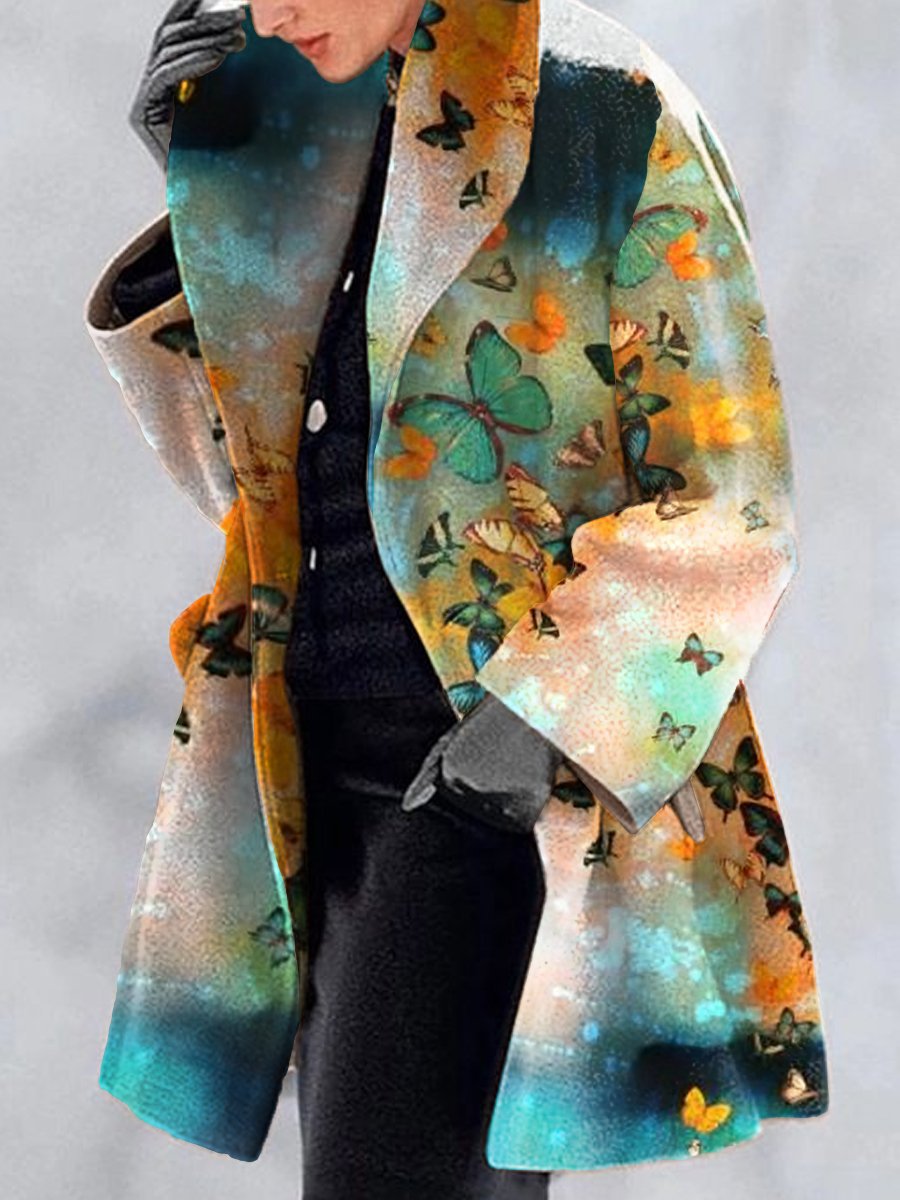 Fashion Retro Women's Lapel Print Wool Jacket LuxuryLifeWay Online Store
