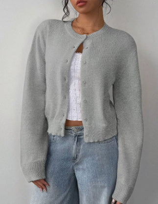 Chic Long Sleeved Knitted Cardigan Fashion Slim Solid Color Short Sweater For Women Clothing NorixaFashion.com