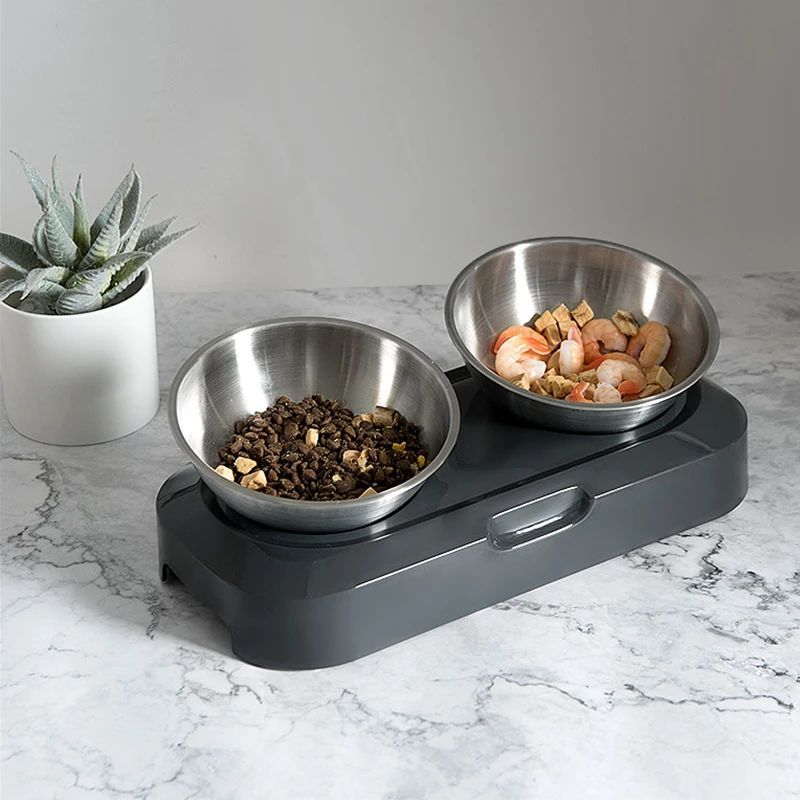 Easy To Clean Stainless Steel Cat Bowl Dog Food And Water Bowls With Stand Metal Cats Dogs Double Single Pet Feeding Feeder Bowl Pets Fashion