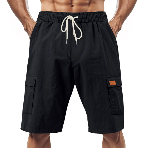 Loose Sports And Leisure Solid Color Linen Drawstring Shorts NorixaFashion.com