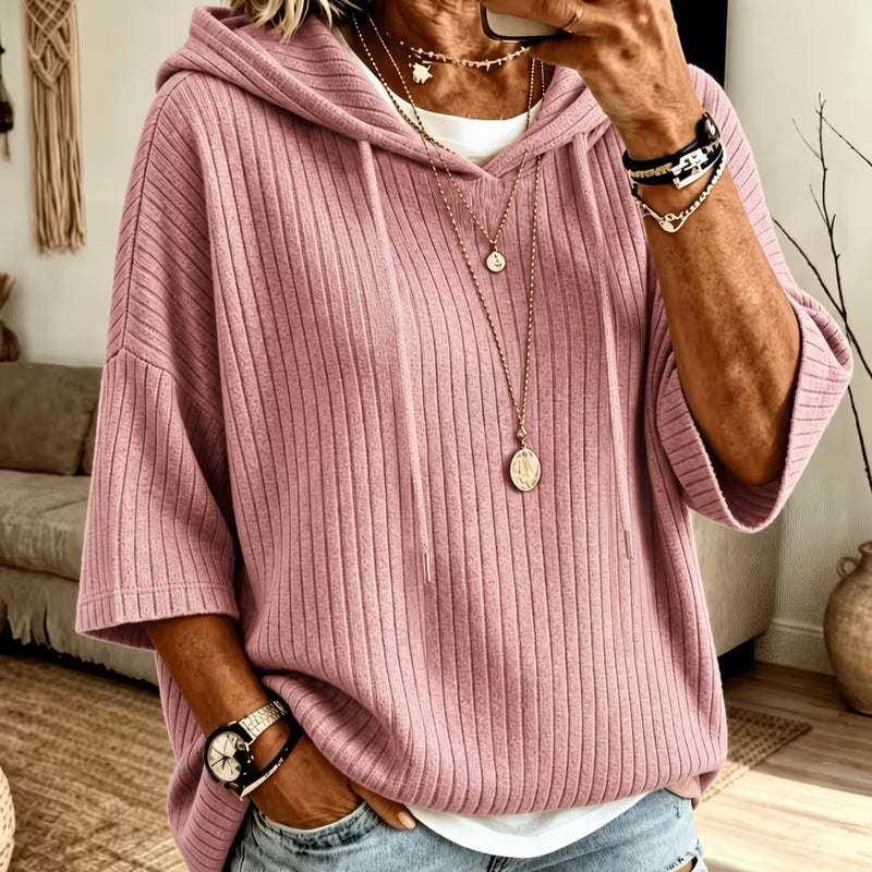 Solid-color Hoodie With Double Hoods And A Drawstring NorixaFashion.com