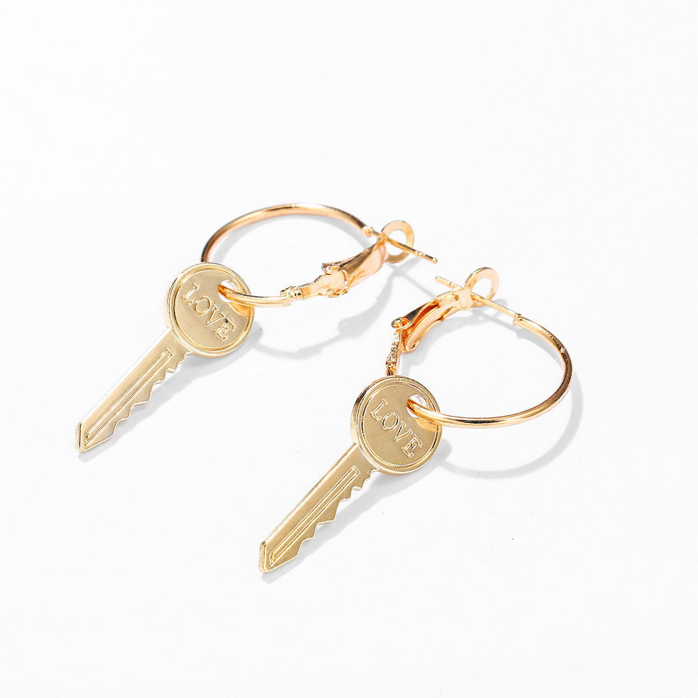 English Letter Love Key Earring