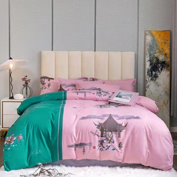 Thickened Brushed Four-piece Winter Bed Sheet And Duvet Cover Three-piece Bedding Set