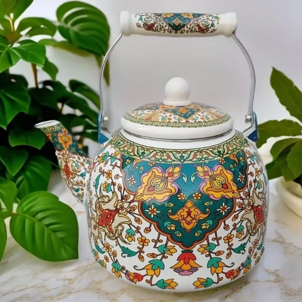 Enamel Large Water Kettle Milk Tea Pot PearlNestDecor.com