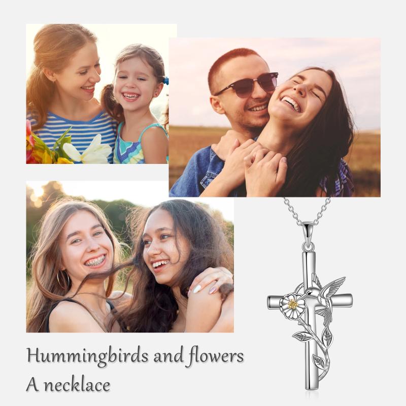 Hummingbird Cross Necklace Gifts for Women Sterling Silver LadyShow.Store