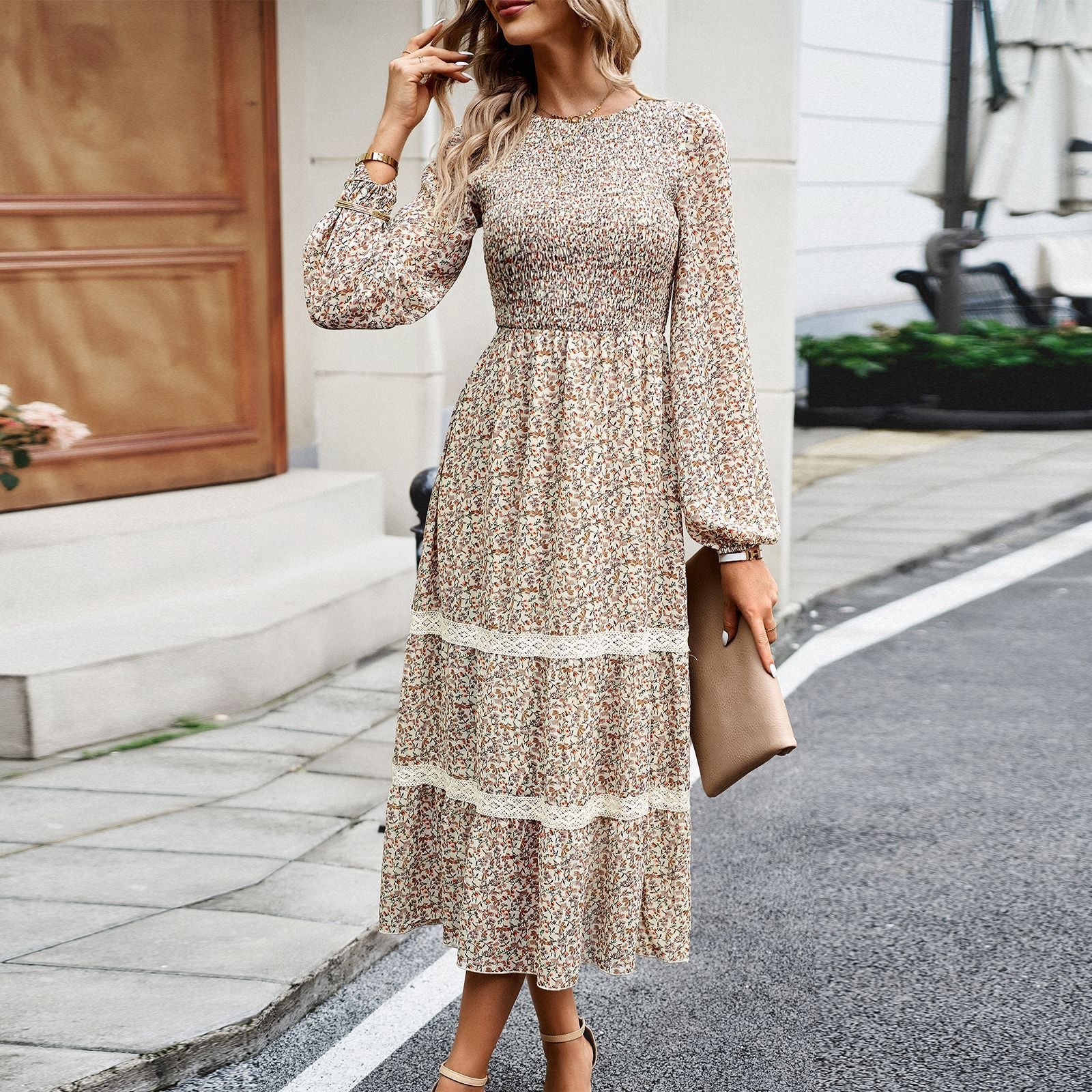 Elegant Round Neck Dress Women NorixaFashion.com