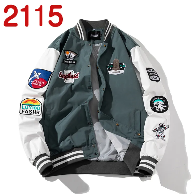 Embroidered Color Block Baseball Jacket Best YouTube Store