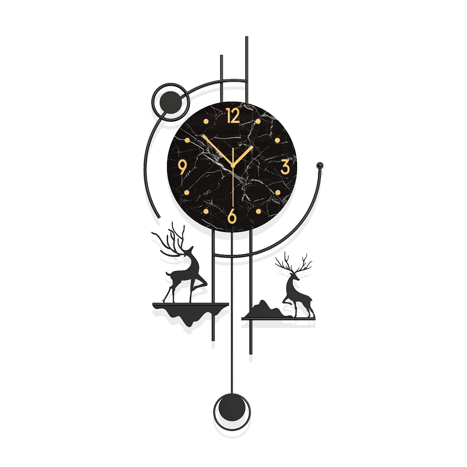 Modern Deer Wall Clock Metal Decorative Living Room Decor PearlNestDecor.com