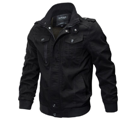 Men's Fall Jacket - Washed Cotton Military Style Plus Size Pi-Mart