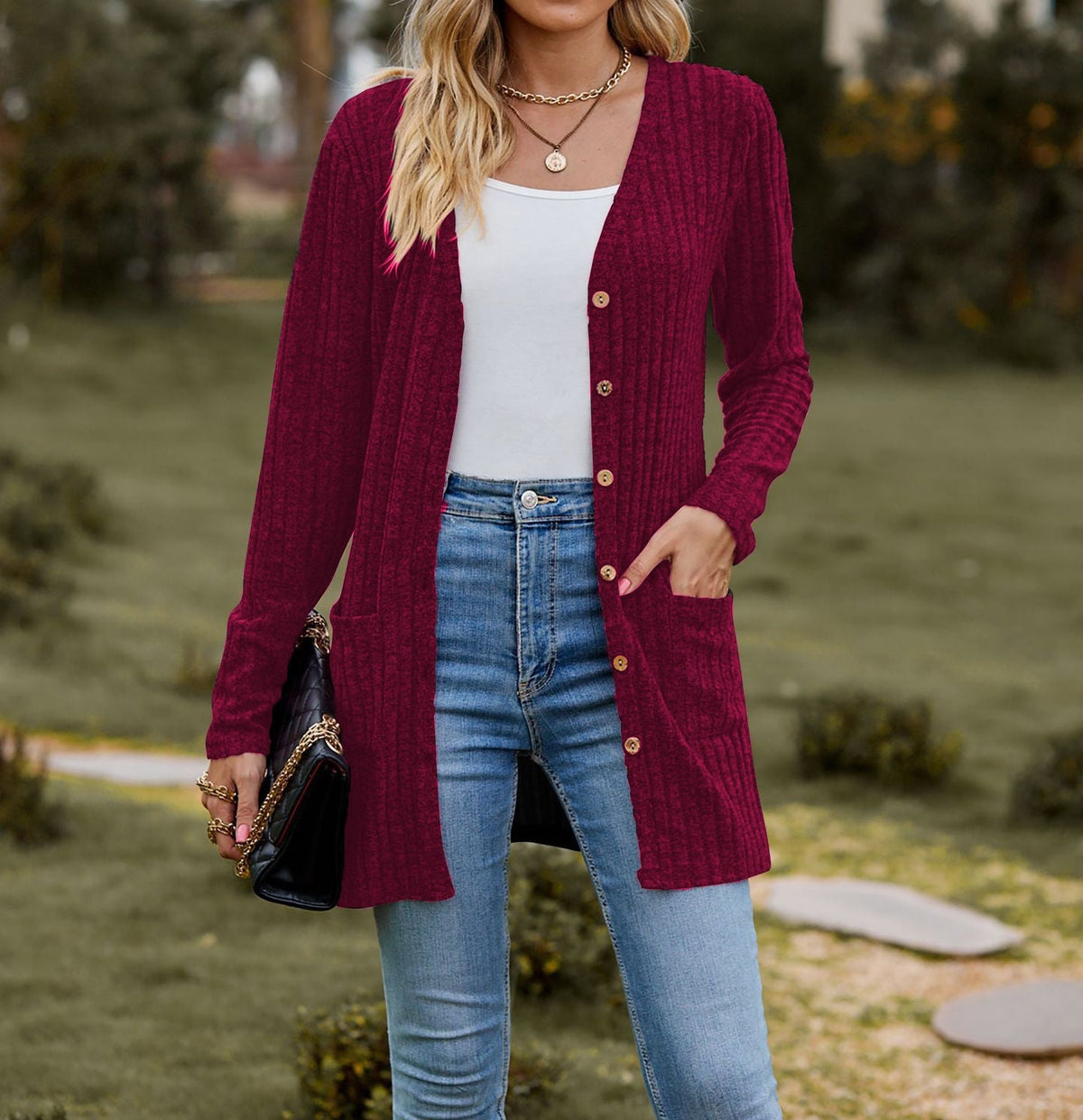 Fall Women's Clothing Sunken Stripe Solid Color Long Sleeve Women's Sweater NorixaFashion.com