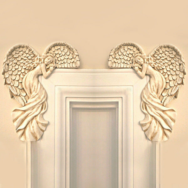 Door Frame Angel Wings Sculpture Resin Crafts PearlNestDecor.com