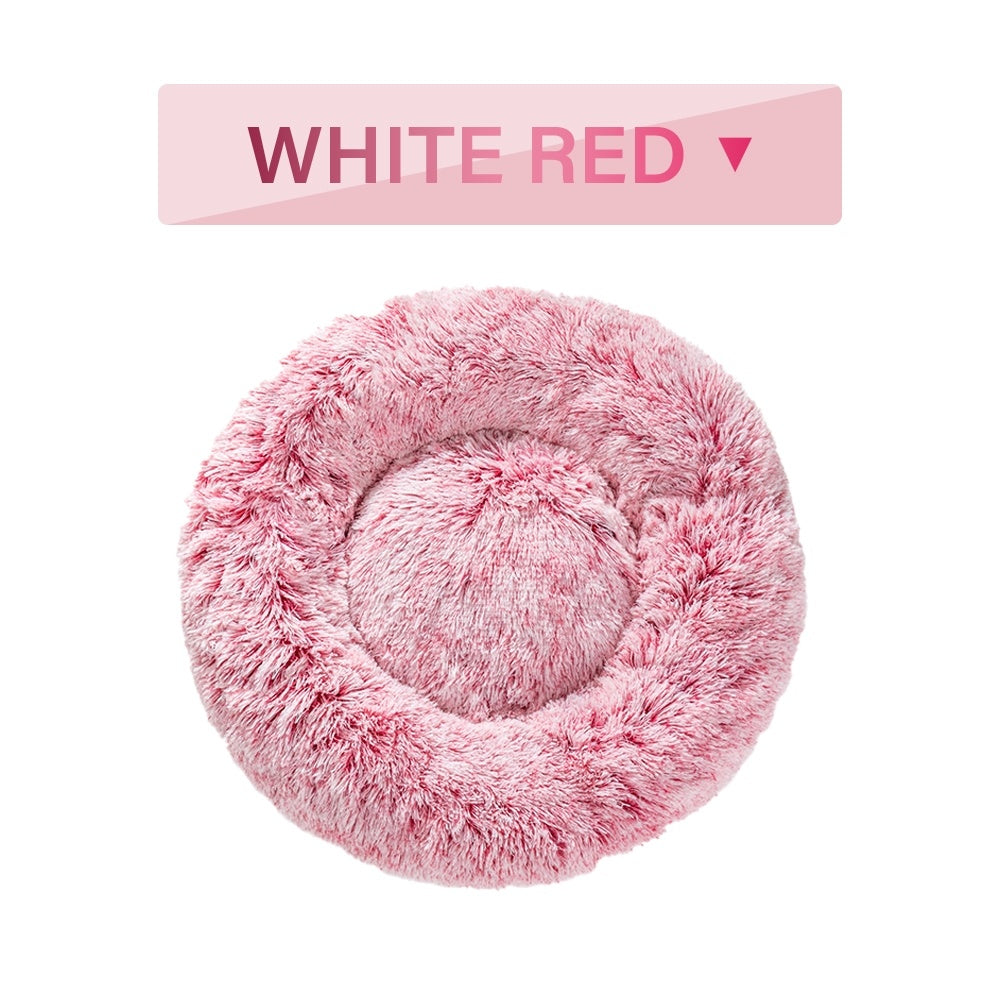 Fluffy Donut Dog Bed  Warm Soft Long Plush Pet Cushion Dog House Cat  Bed Washable Pet Sofa Mat Calming Samll Large Dog Beds Best YouTube Store