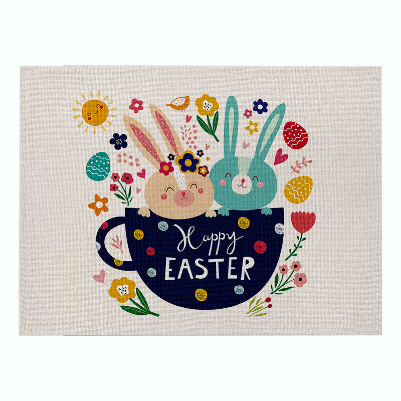 Home Cartoon Rabbit Kitchen Insulation Coaster Anti-scalding Cotton And Linen Western Placemat PearlNestDecor.com