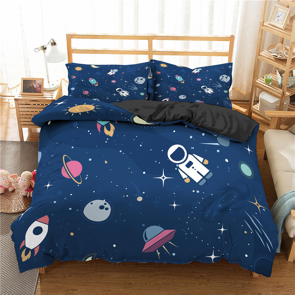 Cartoon Bedding Set Aerospace Astronaut Duvet Cover Quilt Cover Double Bed