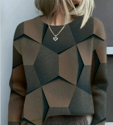 3D Digital Print Flannel Christmas Women's Round Neck Sweatshirt Autumn Winter