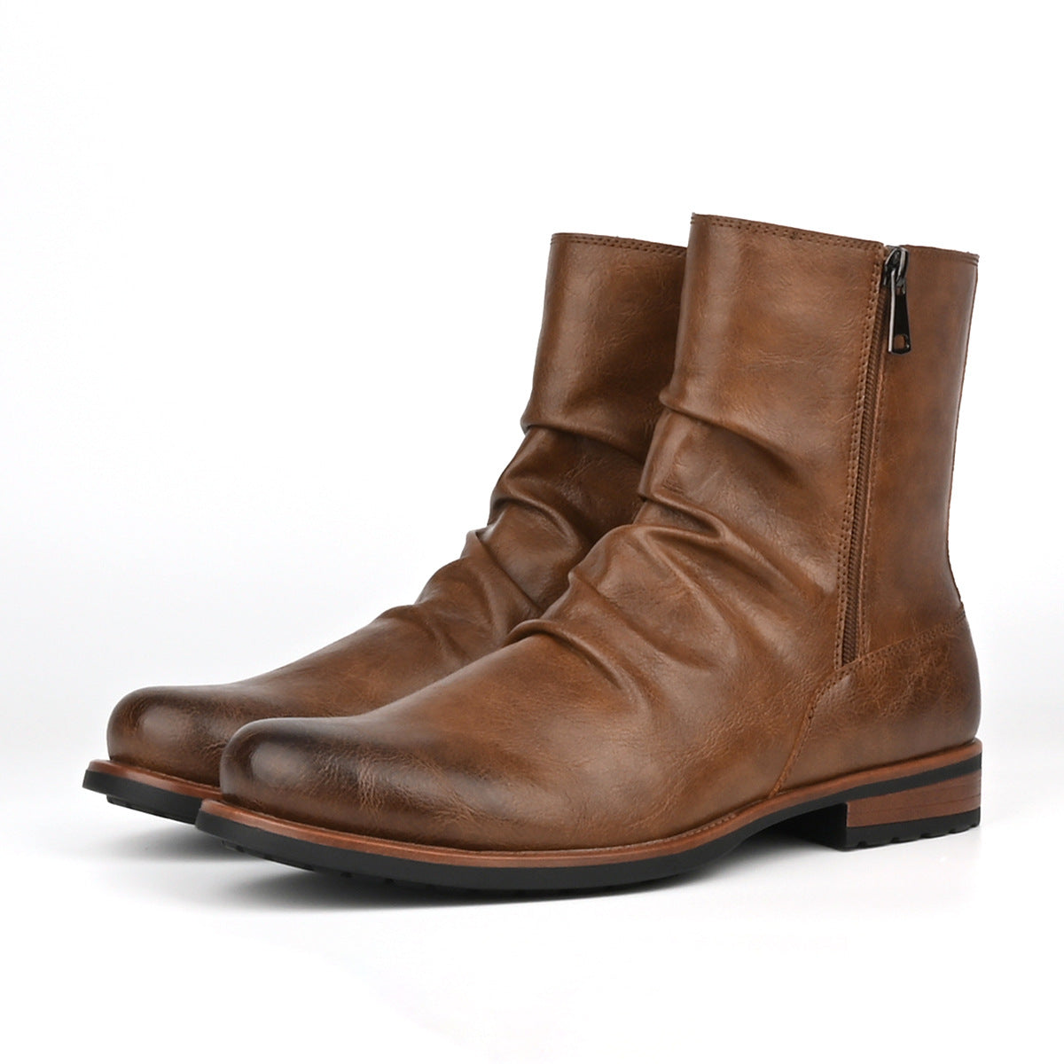 Men's Casual Versatile Solid-color Side-zip Boots Best YouTube Store