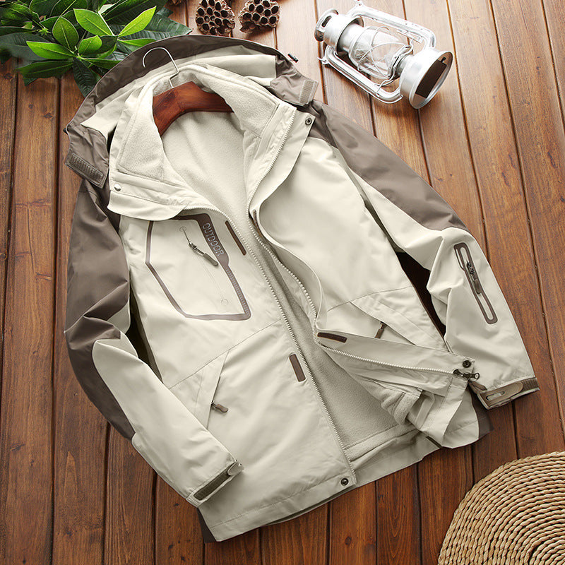 Men's Waterproof 3 in 1 Fleece Lined Outdoor Jacket Pi-Mart