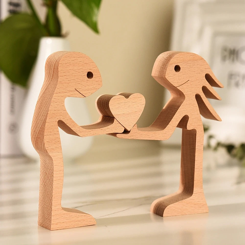 DIY Figurine Wood Dog Ornament Sculpture Home Decoration A Man A Dog Wood Sculpture Christmas Gifts Model Decor PearlNestDecor.com