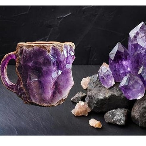 400ml Resin Mineral Crystal Coffee Mugs With Handles Elegant Fake Mineral Crystal Cup For Workplace Home Decor Christmas Gift Kitchen Gadgets PearlNestDecor.com