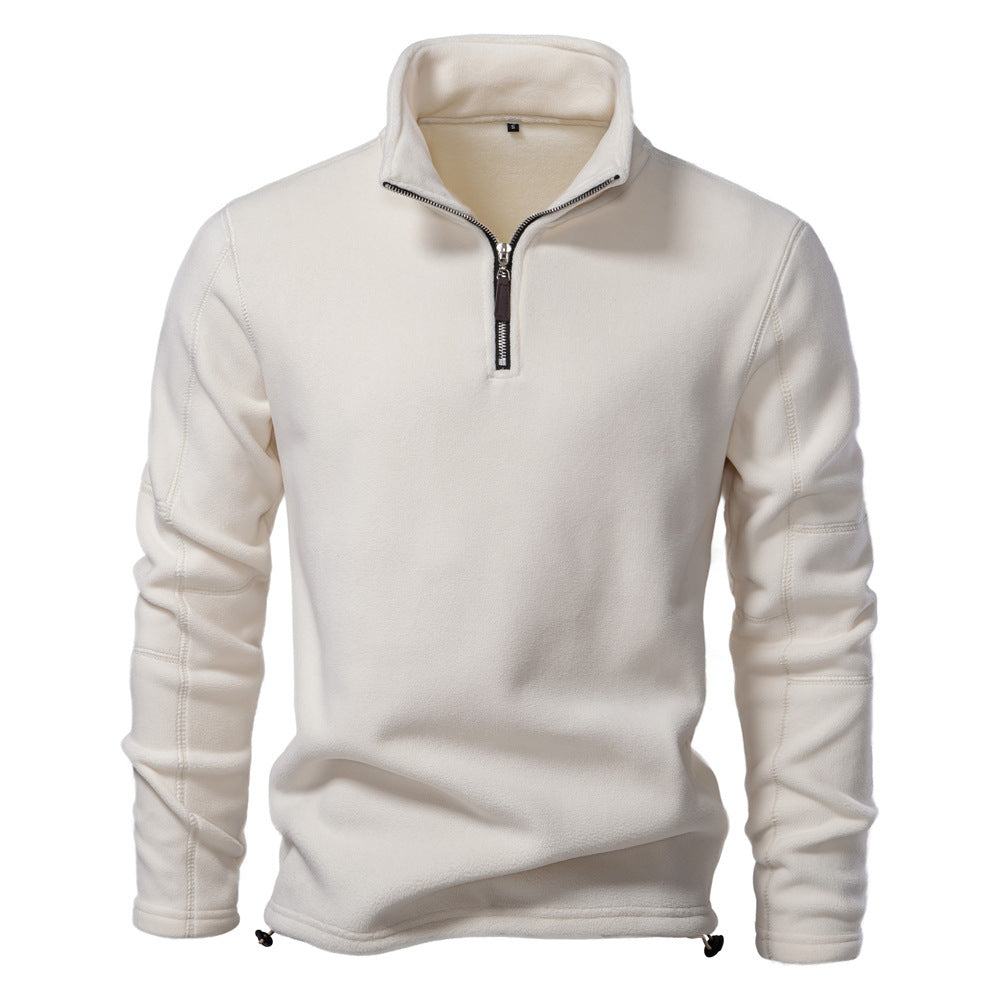 Fashion Personality Stand-collar Zippered Sweatshirt With Fleece Winter Casual Pullover Top Men's Clothing LadyShow.Store