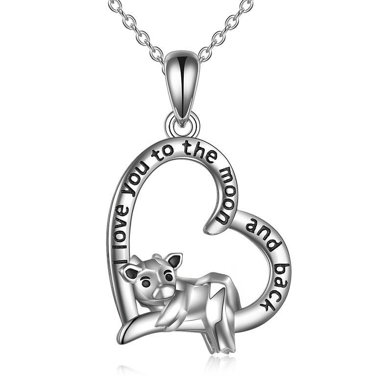 Sterling Silver Cow Heart Pendant Necklace for Women I Love You To The Moon And Back LadyShow.Store