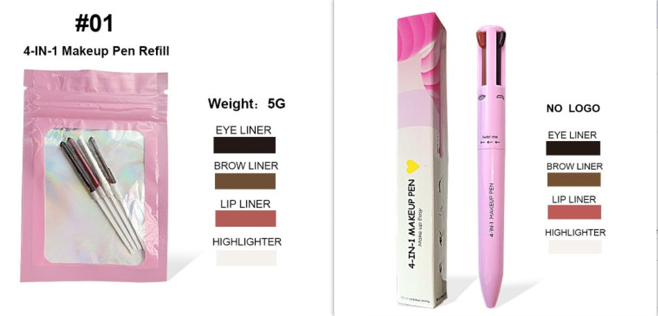 Four-in-one Cosmetic Brush Four-color Highlight Lip Liner Eyeliner Eyebrow Pencil LadyShow.Store