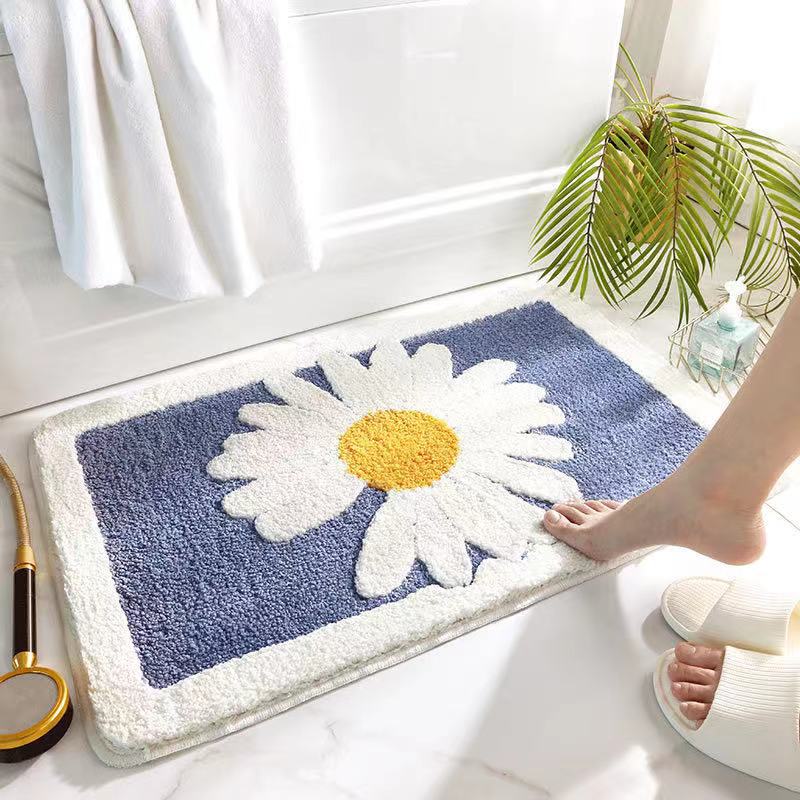 Home Bathroom Small Flower Anti-skid Foot Pad Absorbent Floor Mat