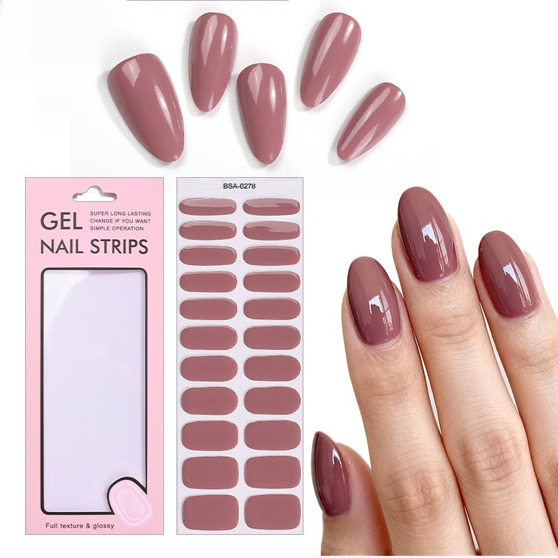 Simple Solid Color Scallion Powder No-bake Gel Nail Stickers LadyShow.Store
