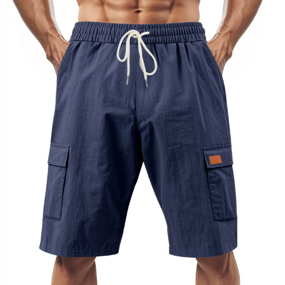 Loose Sports And Leisure Solid Color Linen Drawstring Shorts NorixaFashion.com