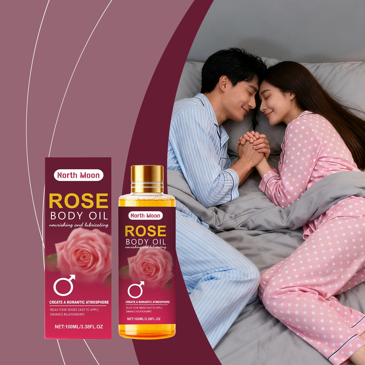 Contains Rose Plant Essence To Relax Senses, Adult Body And Mind Balance Essential Oil, Body Massage Essential Oil 100ml, 1 Box Tri Light Beauty