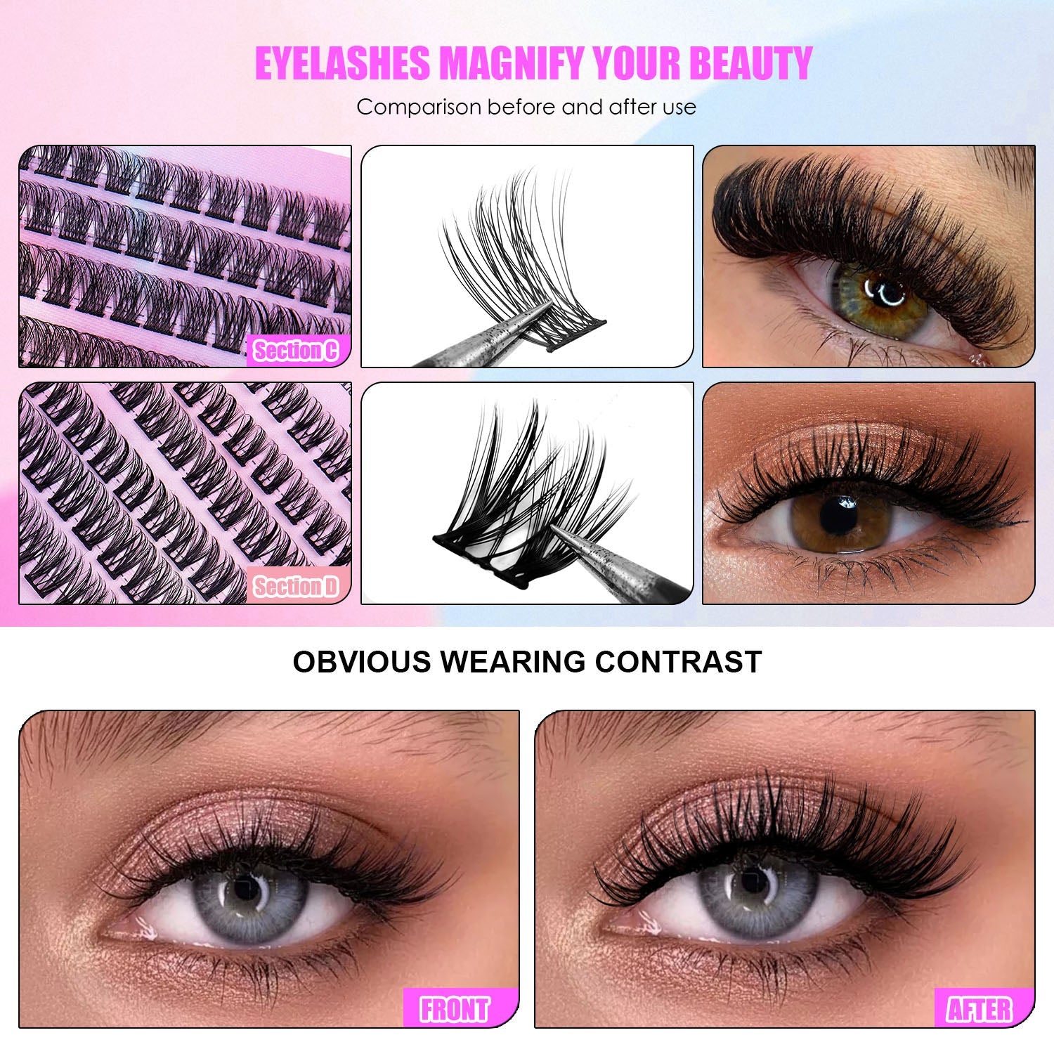 12 Rows Of 150 Segmented Lashes In Clusters LadyShow.Store