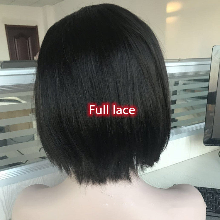 Wig Headgear Bob Wigs Real Hair Semi-woven Short Straight Hair LuxuryLifeWay Online Store