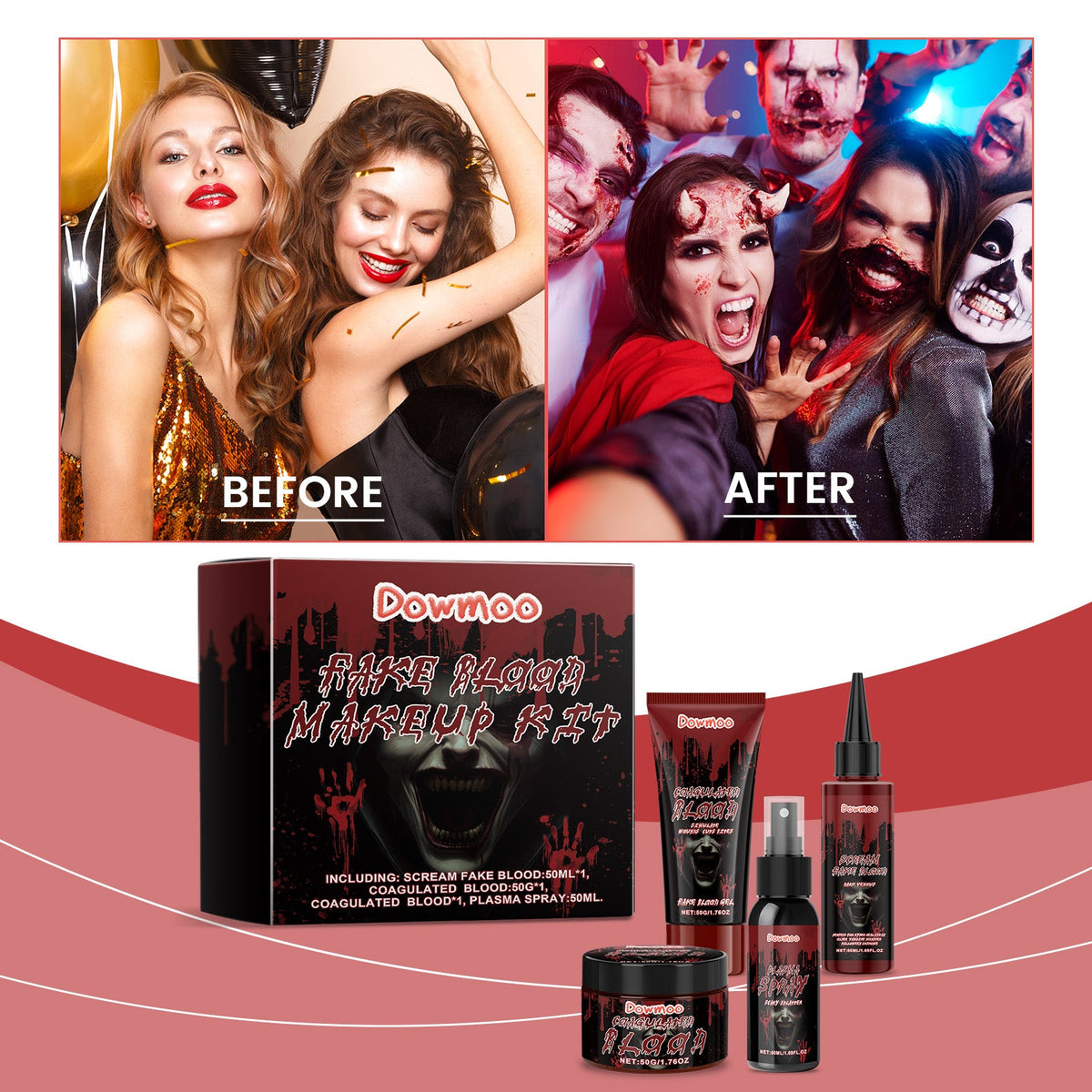 Halloween Fake Blood Effect Makeup Set 1 Set 1box Tri Light Beauty