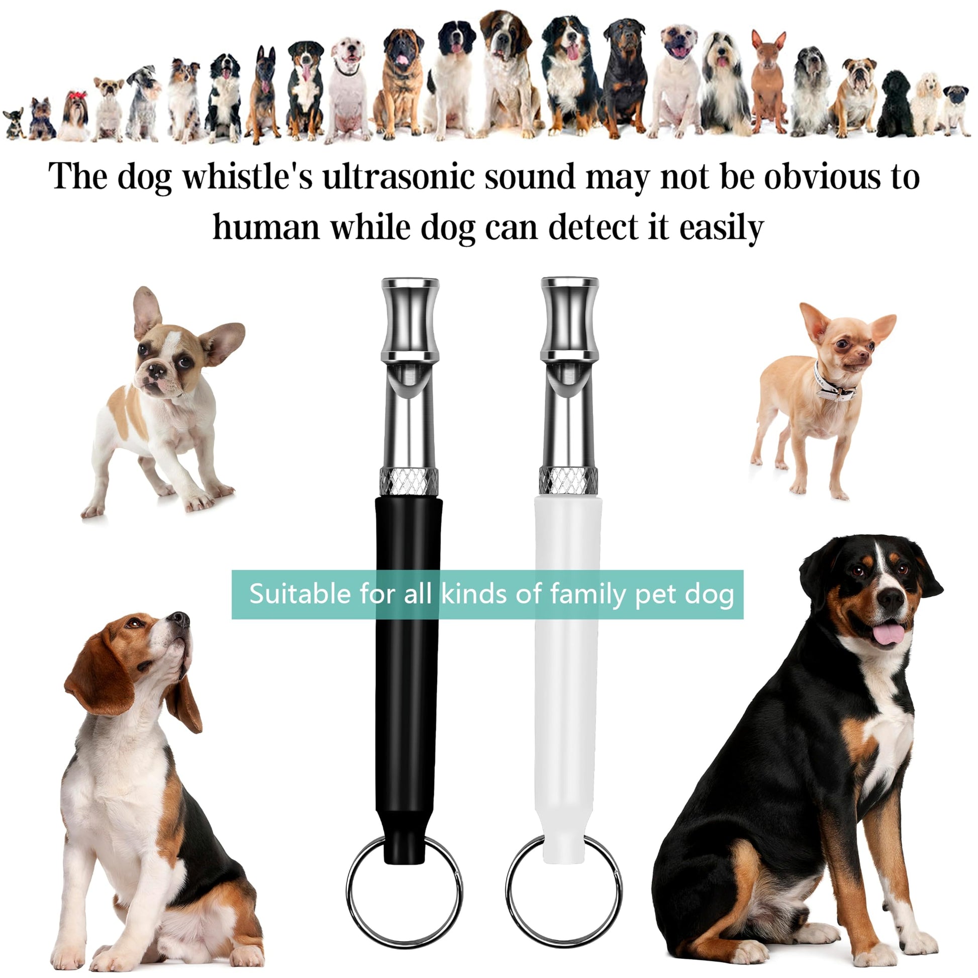 2 Pack Dog Whistle, Dog Whistle To Stop Barking Neighbors Dog, Adjustable Ultrasonic Silent Dog Whistle, Professional Recall Dog Training Whistles, With Lanyard Pets Fashion