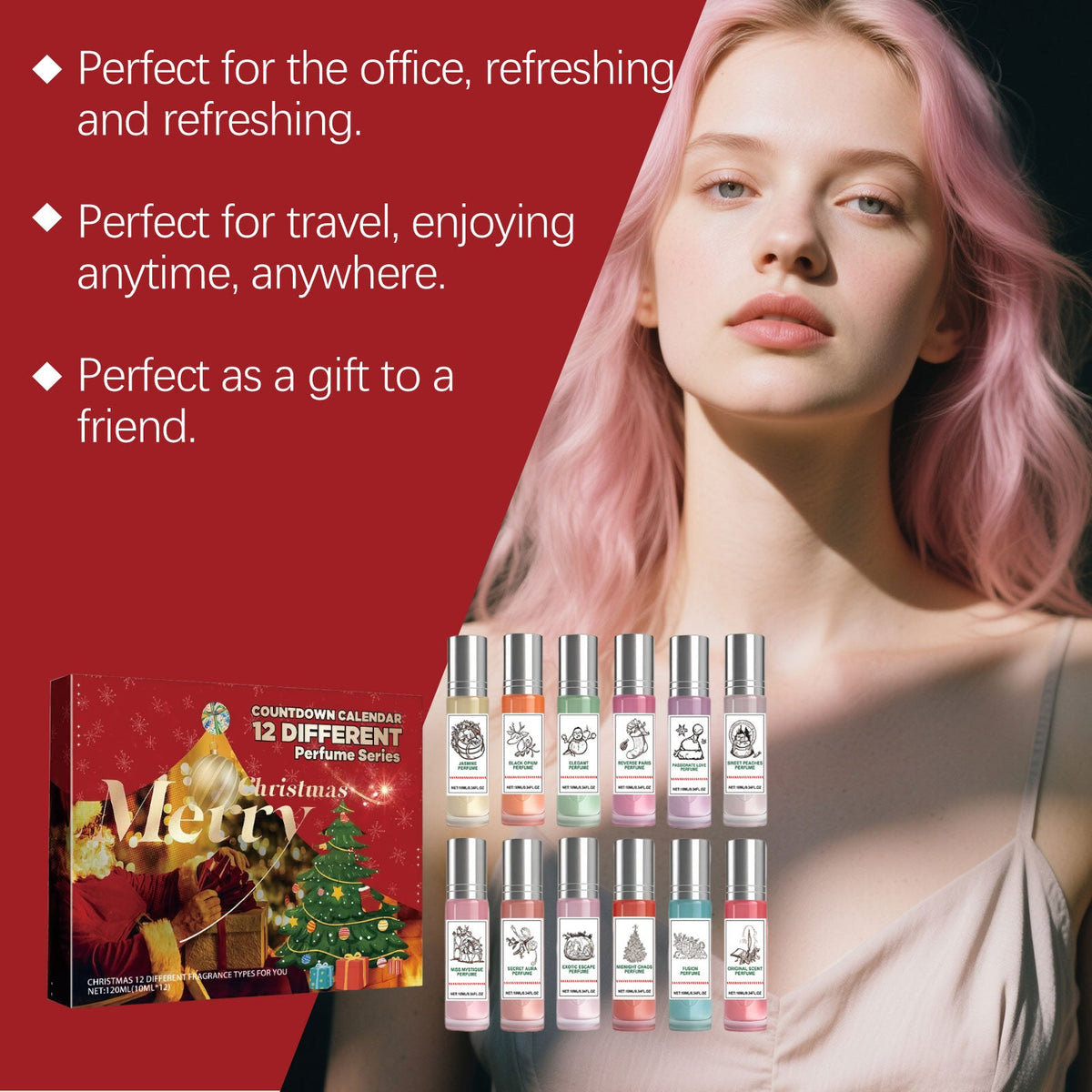 Christmas Countdown Perfume Gift Box 1 Set  Product Size 2 X 2 X 8.5cm Tri Light Beauty