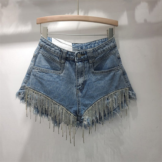 2023 Summer High-Waisted Ripped Denim Shorts for Women Pi-Mart