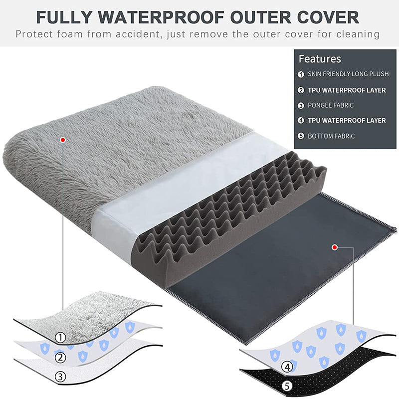 Plush Square Pet Bed Wave Memory Foam Deep Sleep Dog Sofa Bed Pets Fashion