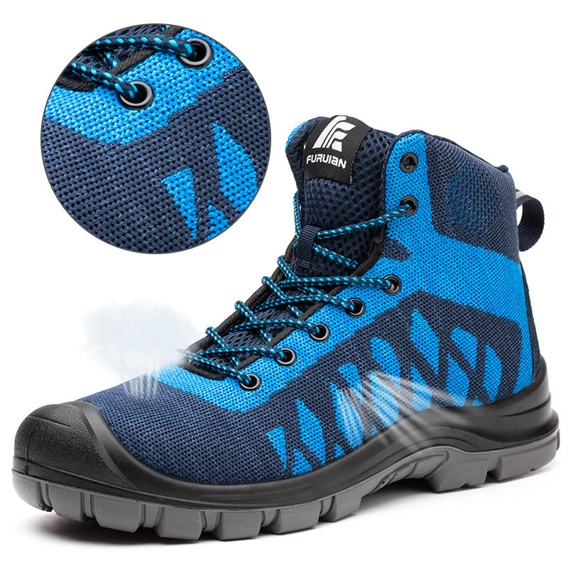 Anti - Hit Anti - Piercing Labor Protection Shoes High Help Fly Woven Best YouTube Store