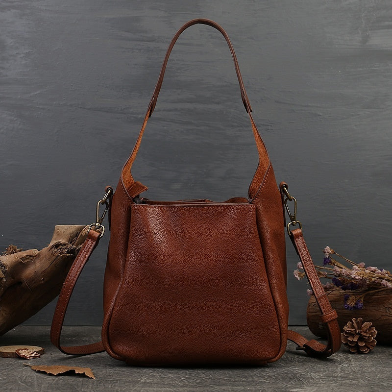 Solid Color Women's Portable Cross-body Bag First Layer Cowhide LadyShow.Store