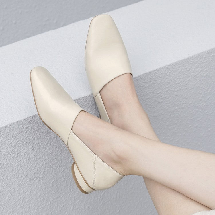Women''s Shoes Flat Sole Square Head Deep Mouth Single Shoes LadyShow.Store