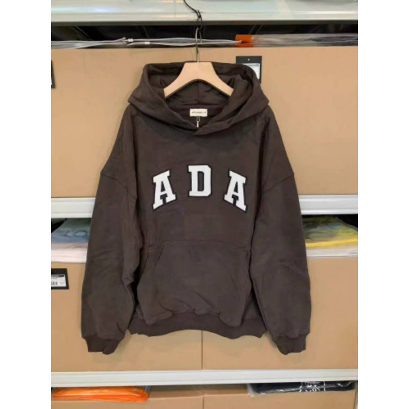 Casual And Versatile Letter Loose Hoodie With Fleece Lining For Women